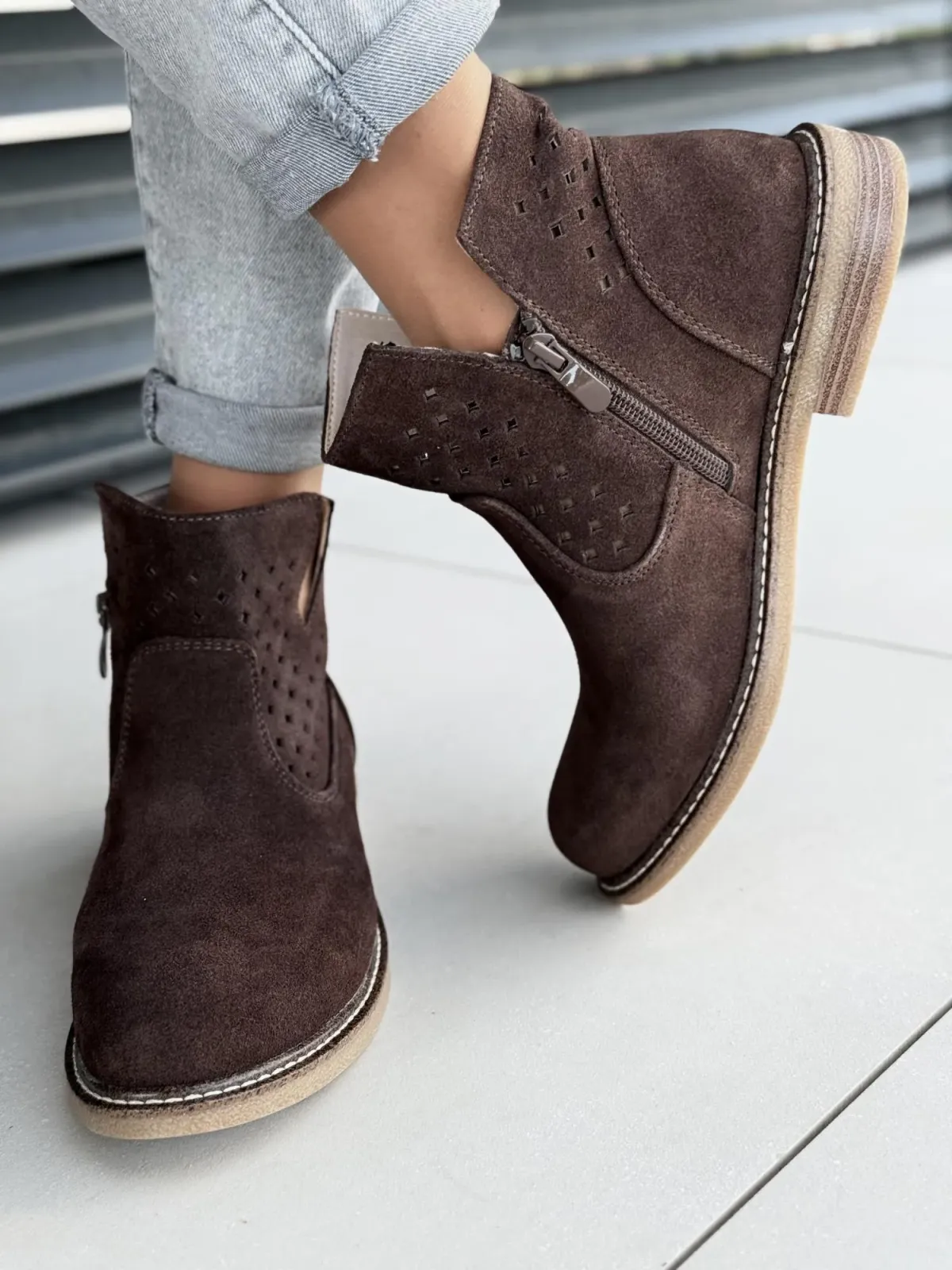 Botki damskie ze skóry naturalnej