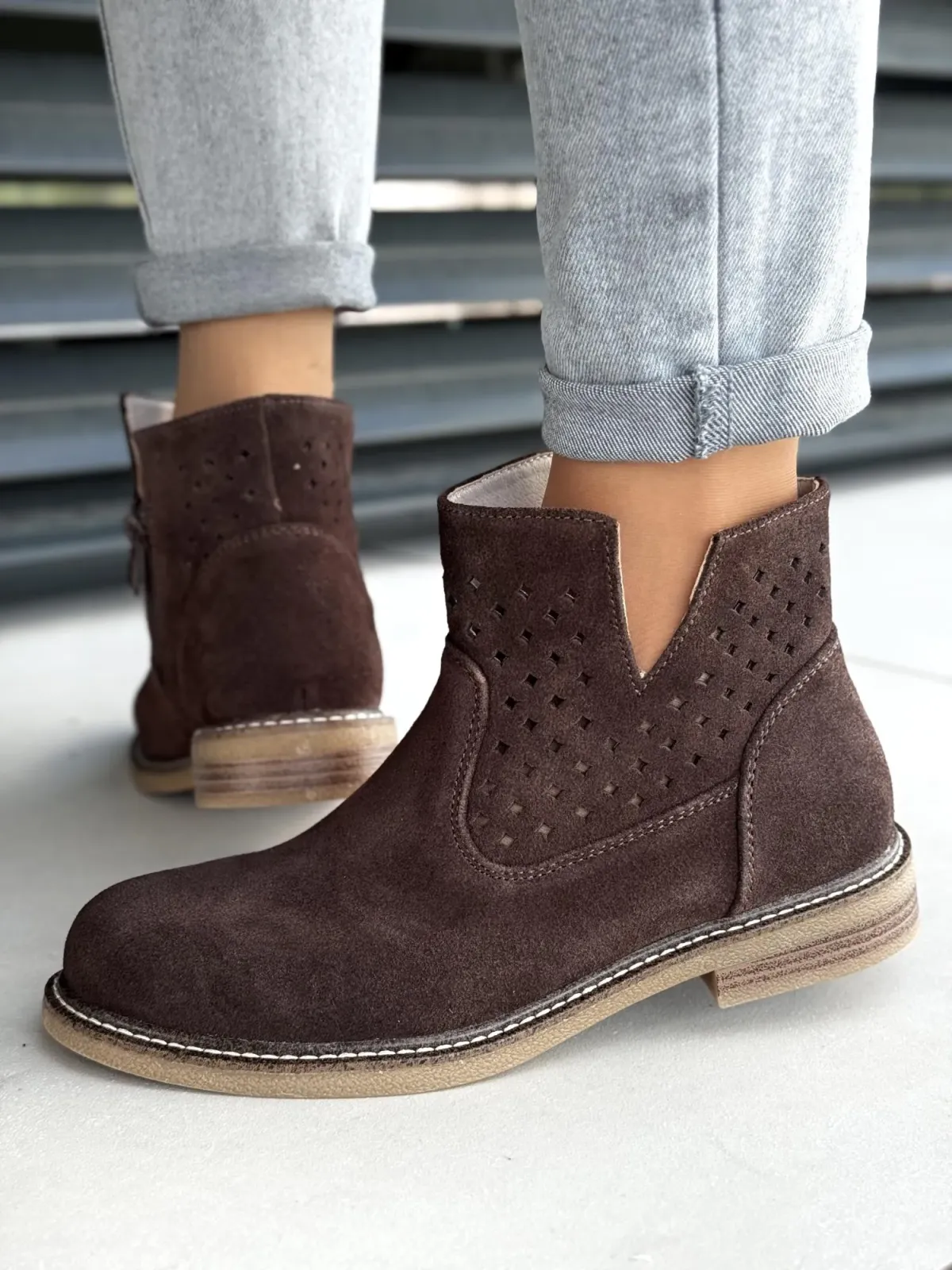 Botki damskie ze skóry naturalnej