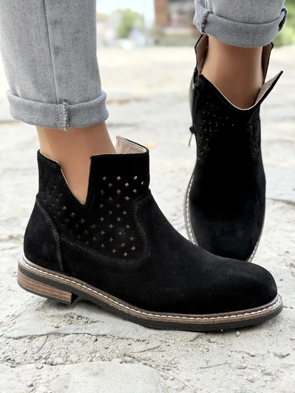 Botki damskie ze skóry naturalnej