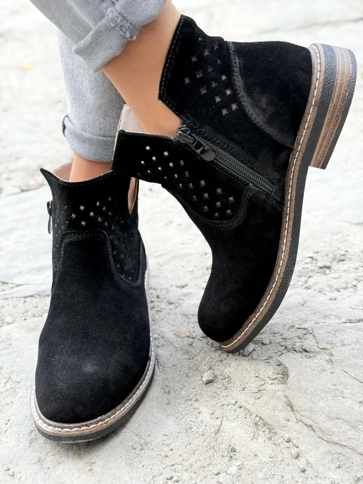 Botki damskie ze skóry naturalnej