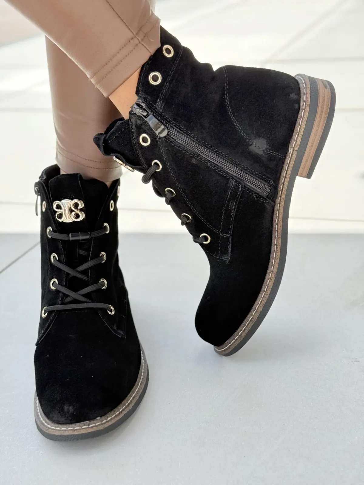 Botki damskie ze skóry naturalnej