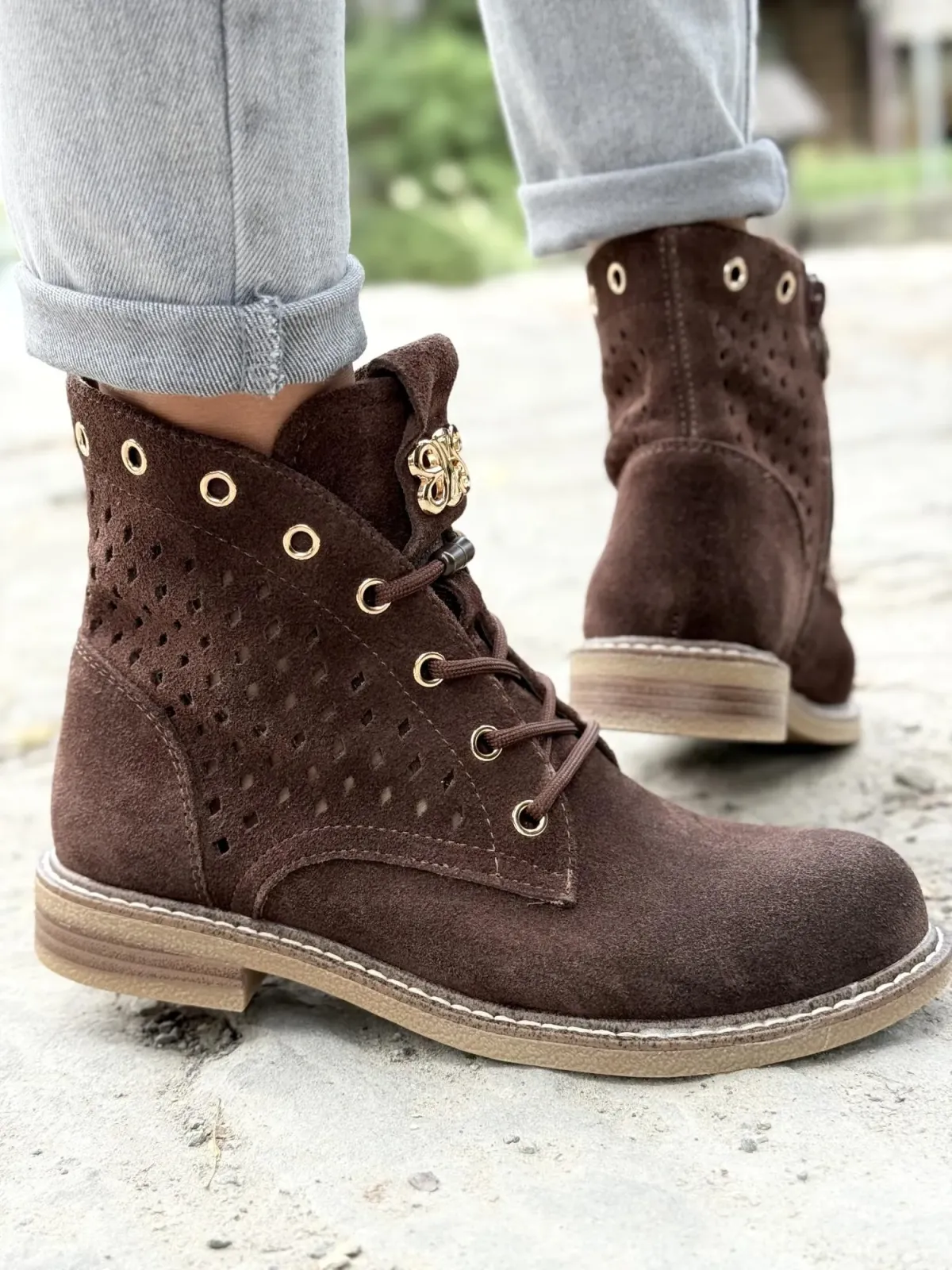 Botki damskie ze skóry naturalnej