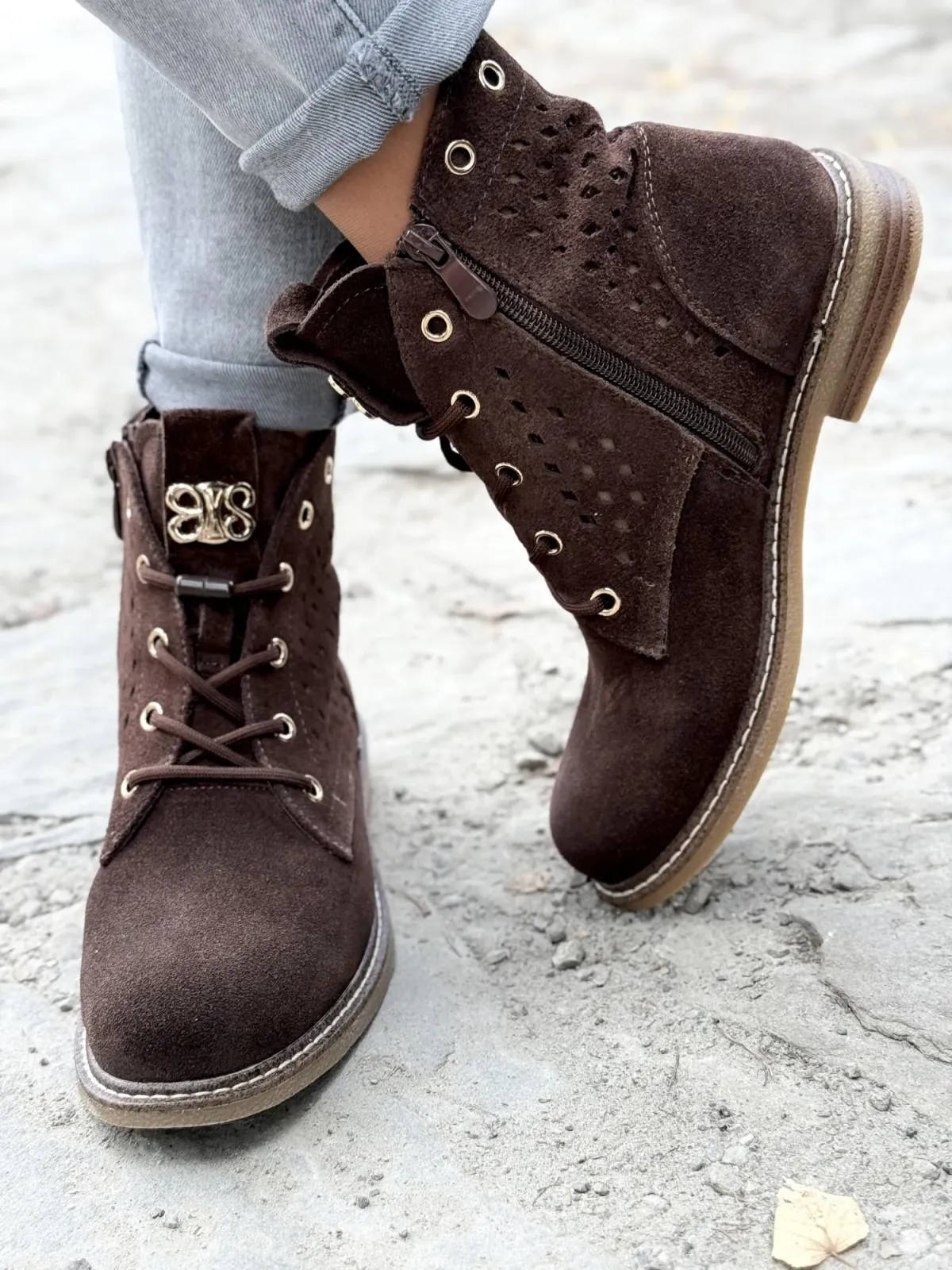 Botki damskie ze skóry naturalnej