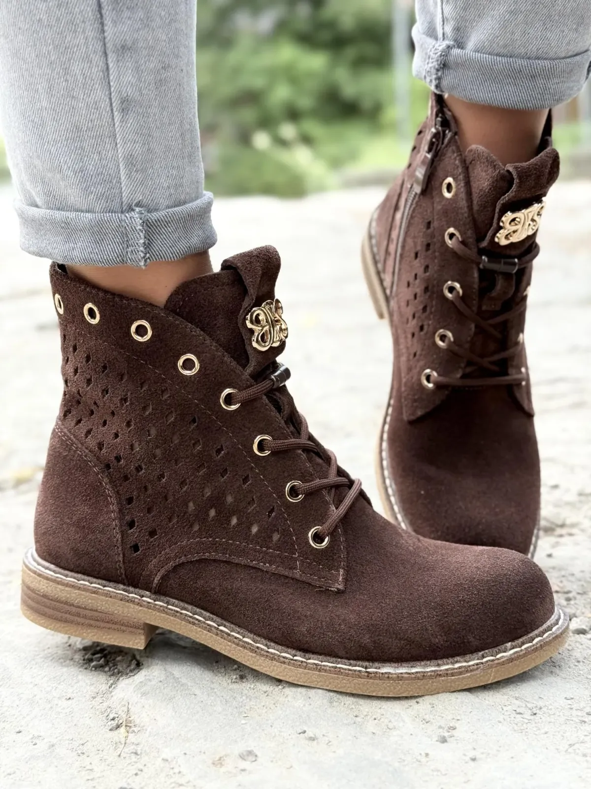 Botki damskie ze skóry naturalnej