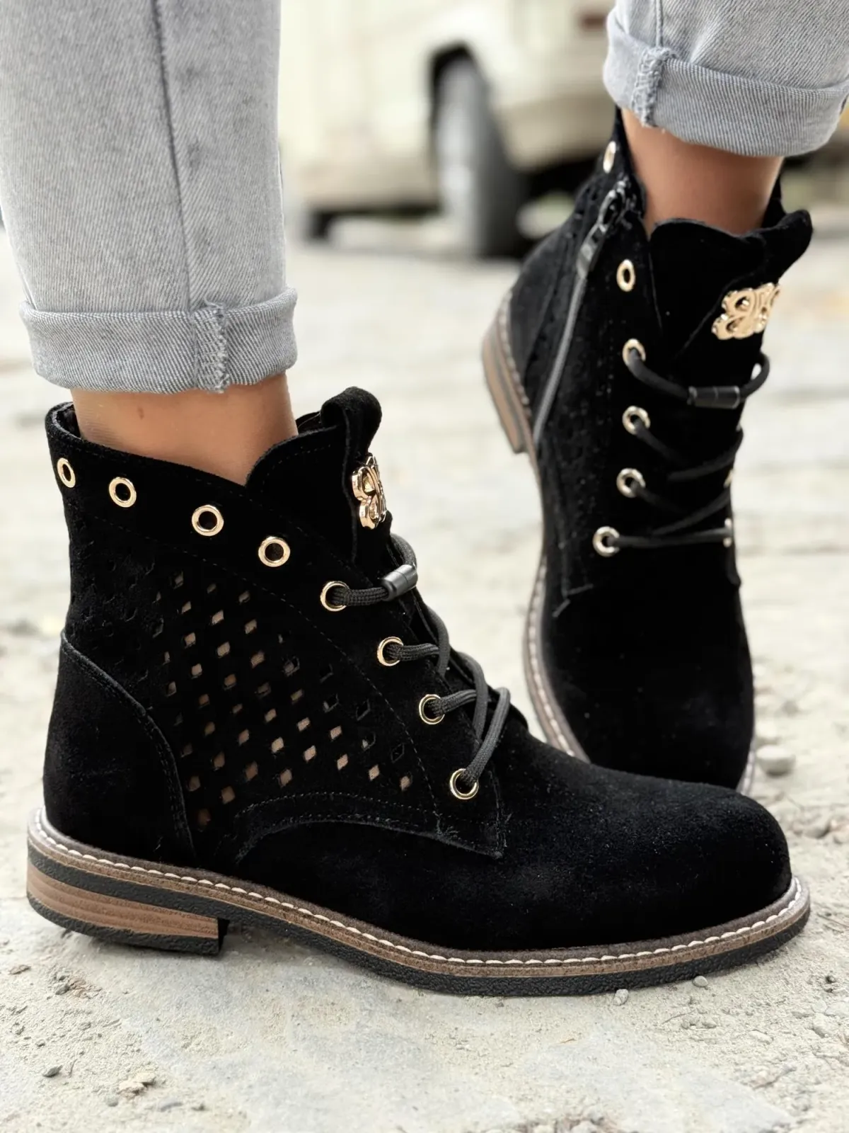 Botki damskie ze skóry naturalnej