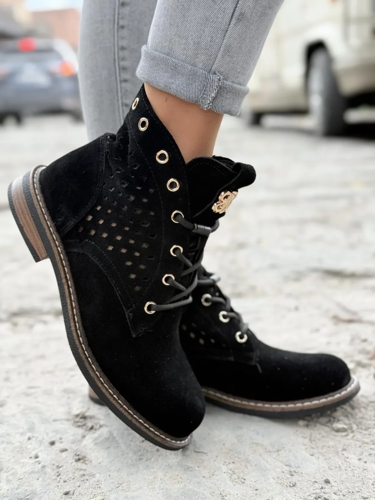 Botki damskie ze skóry naturalnej