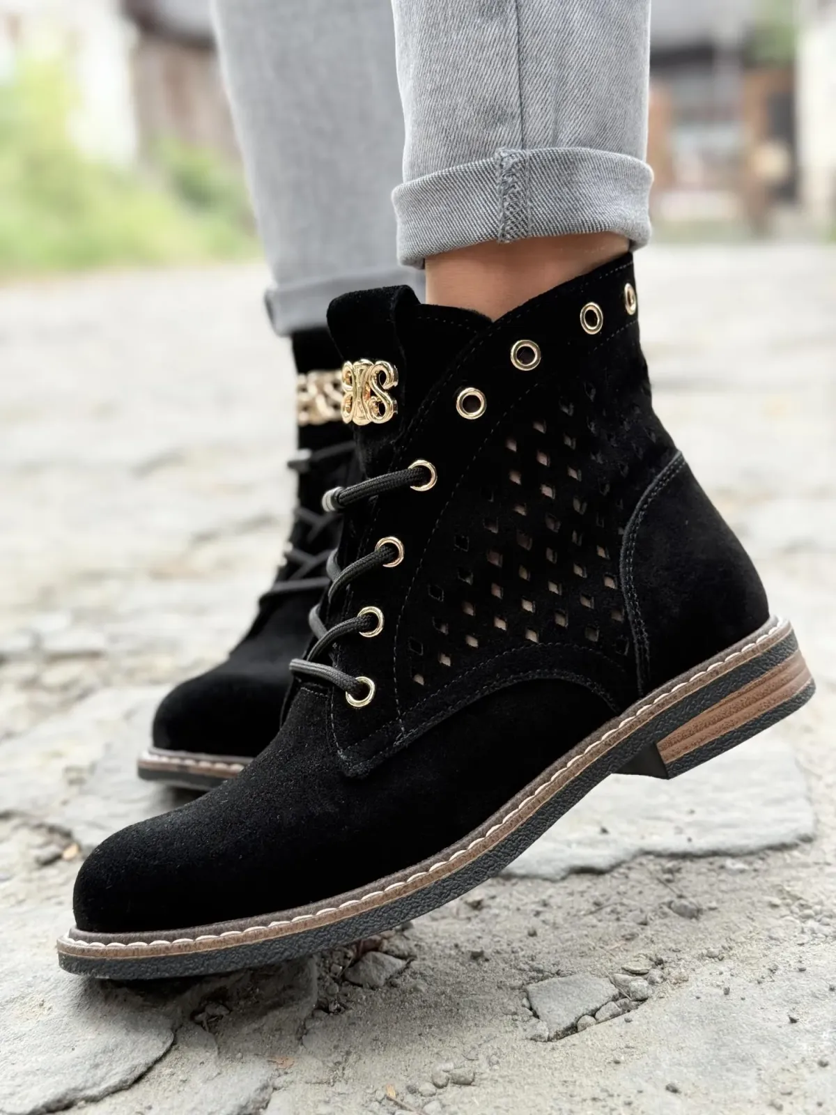 Botki damskie ze skóry naturalnej