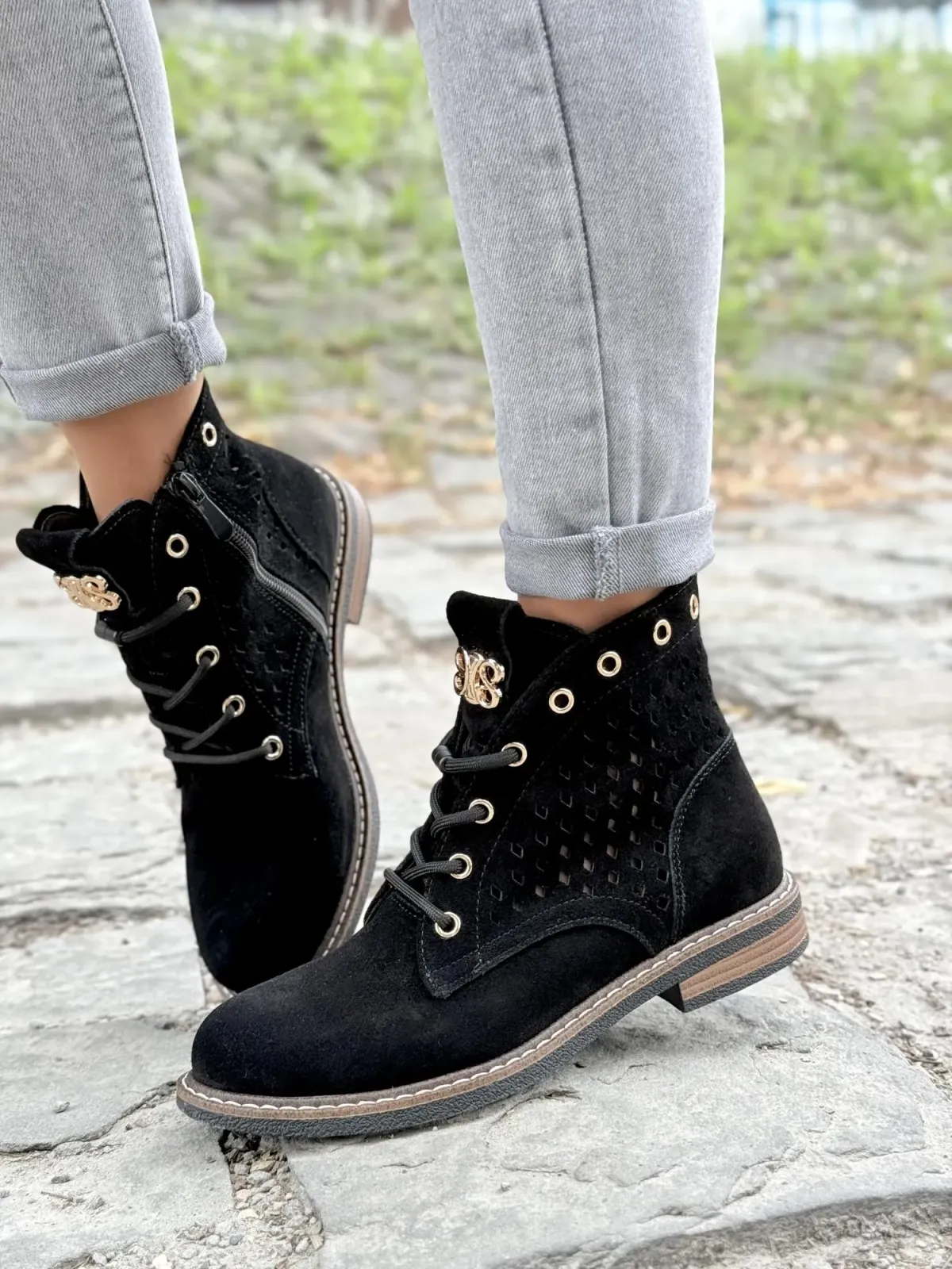 Botki damskie ze skóry naturalnej