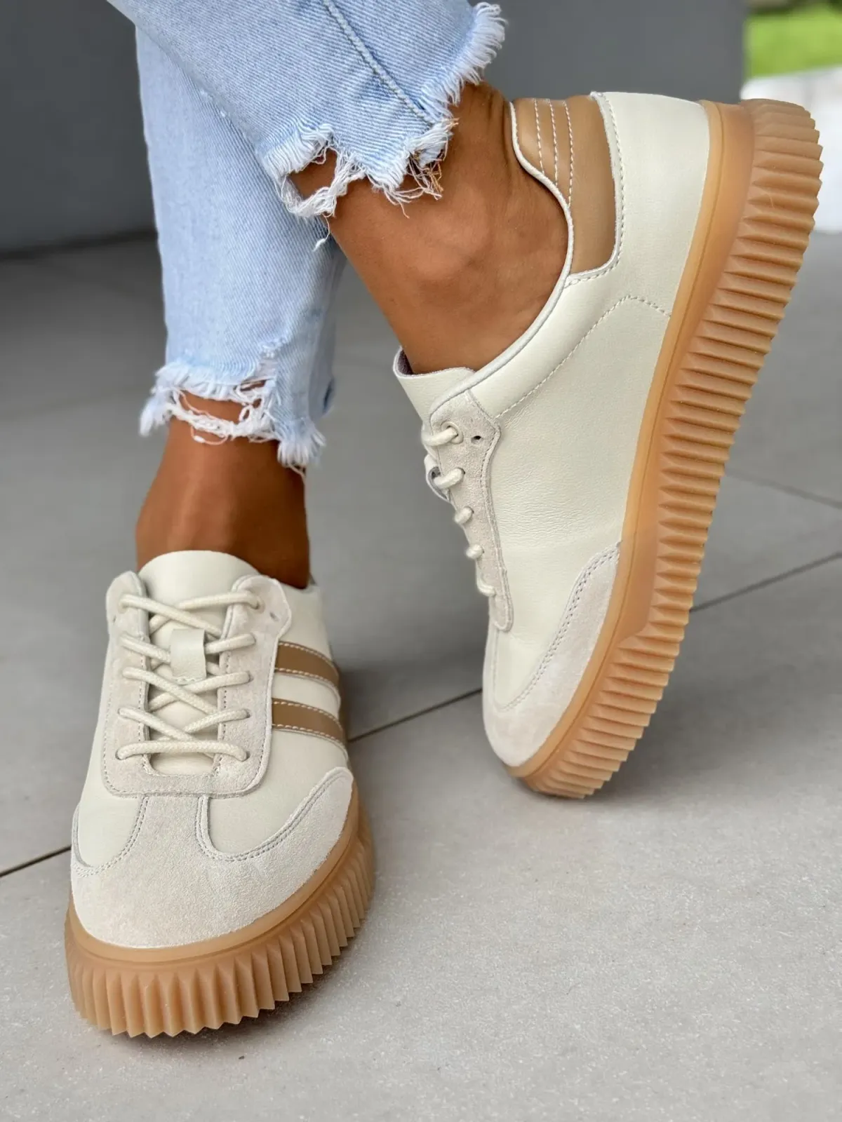 Sneakersy damskie ze skóry naturalnej