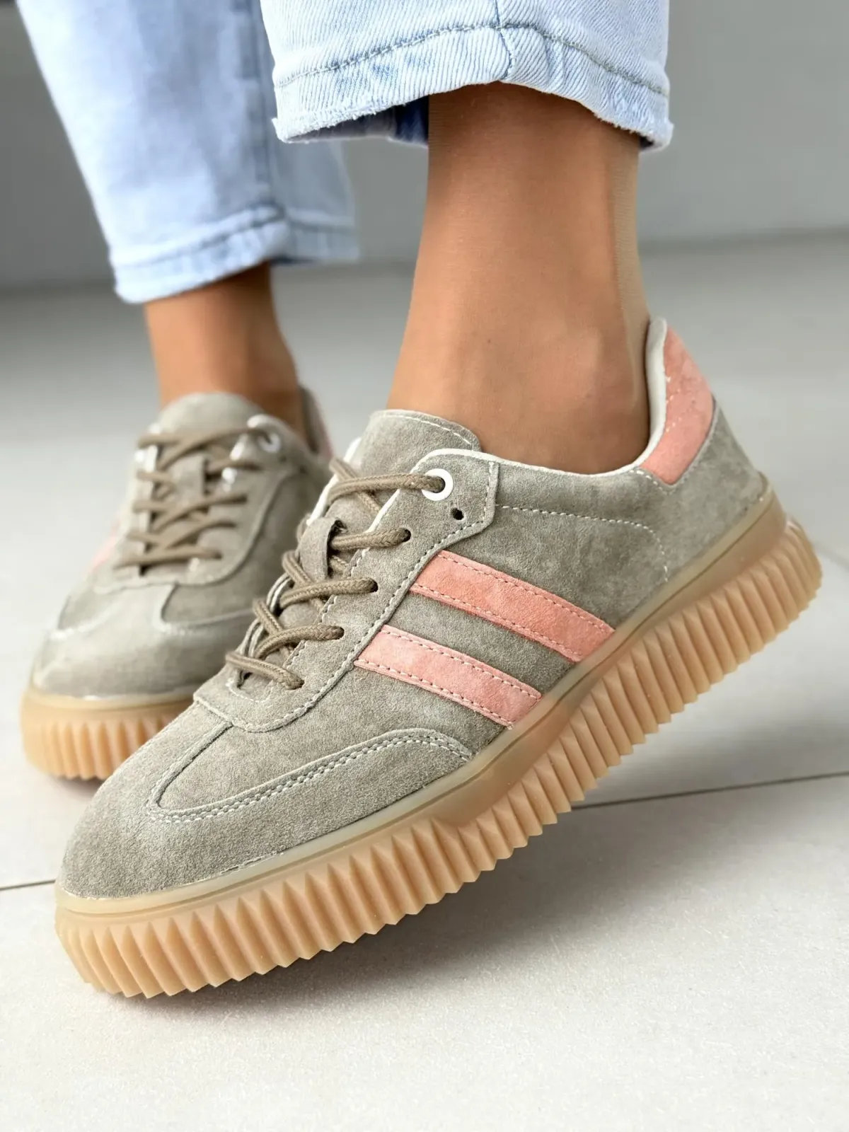 Sneakersy damskie ze skóry naturalnej