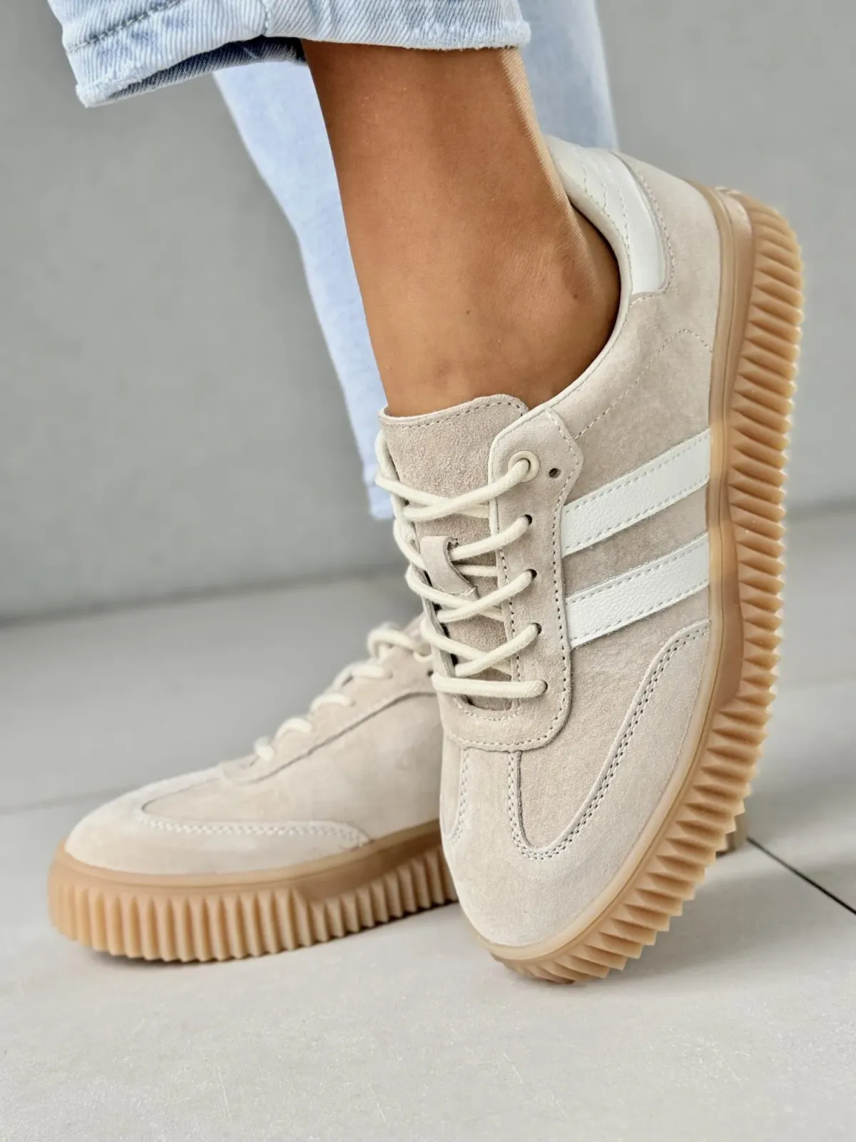 Sneakersy damskie ze skóry naturalnej