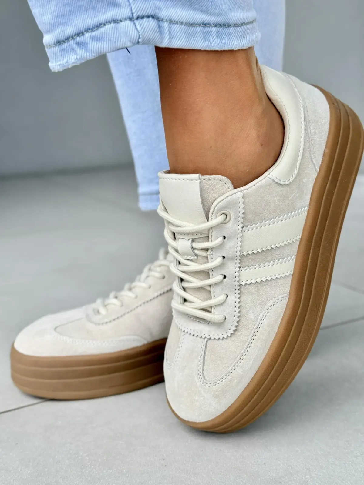 Sneakersy damskie ze skóry naturalnej