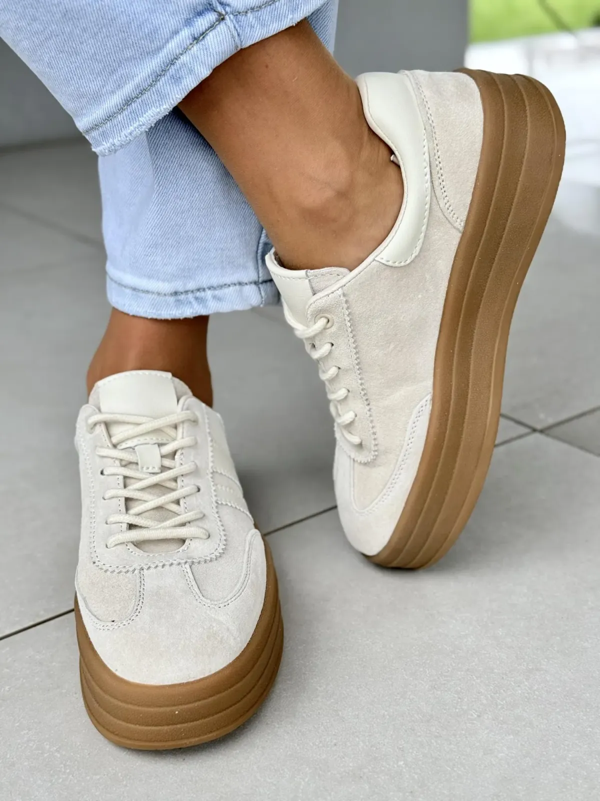 Sneakersy damskie ze skóry naturalnej