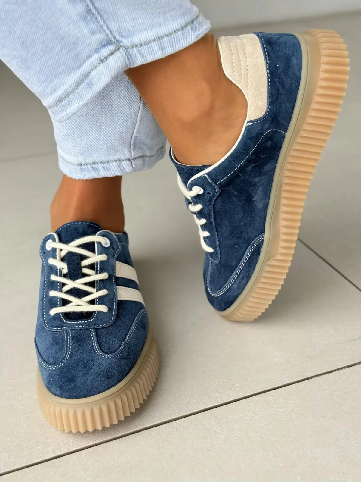 Sneakersy damskie ze skóry naturalnej