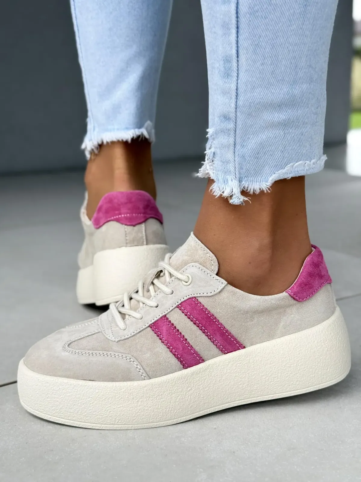 Sneakersy damskie ze skóry naturalnej