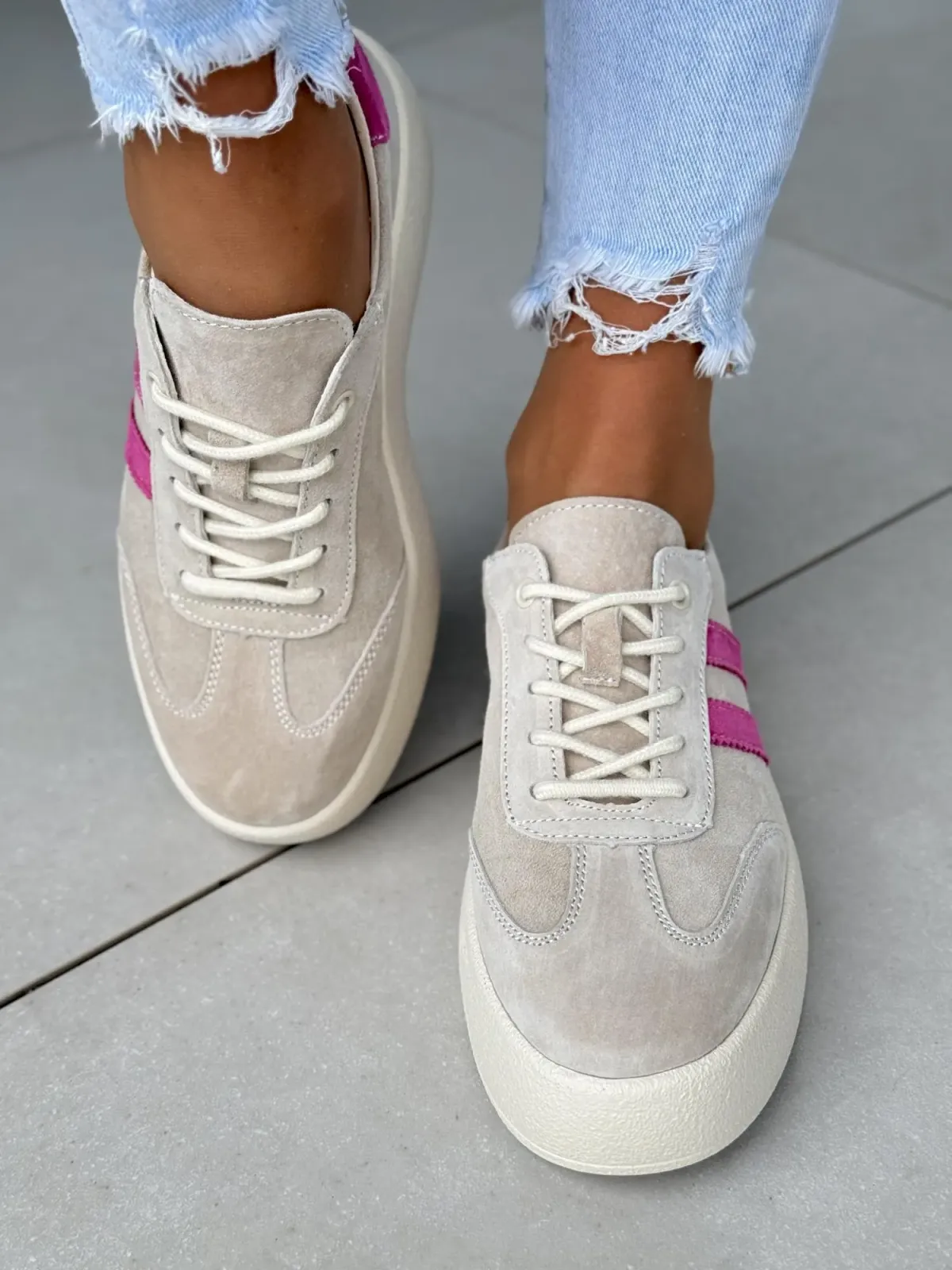 Sneakersy damskie ze skóry naturalnej