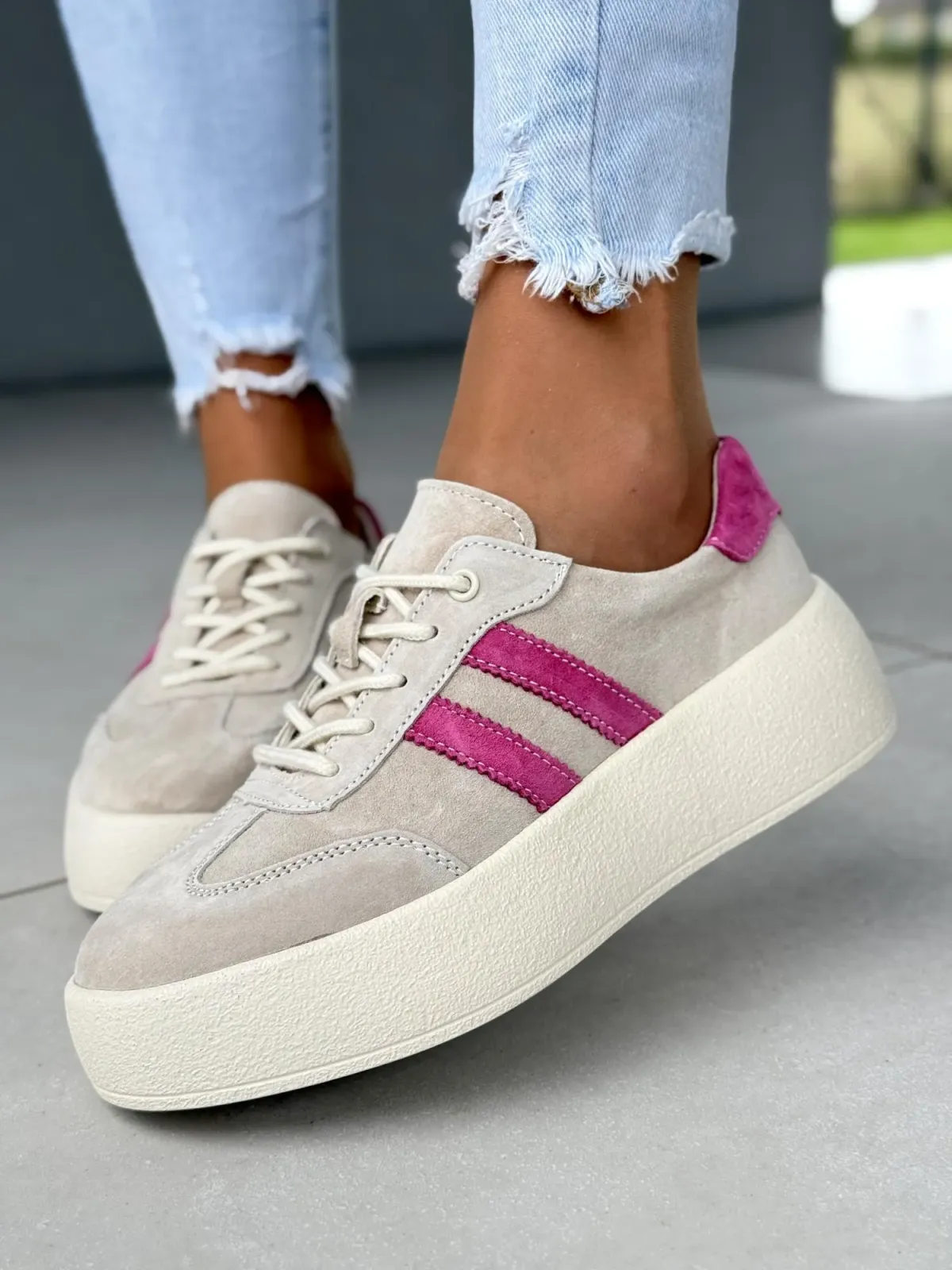 Sneakersy damskie ze skóry naturalnej