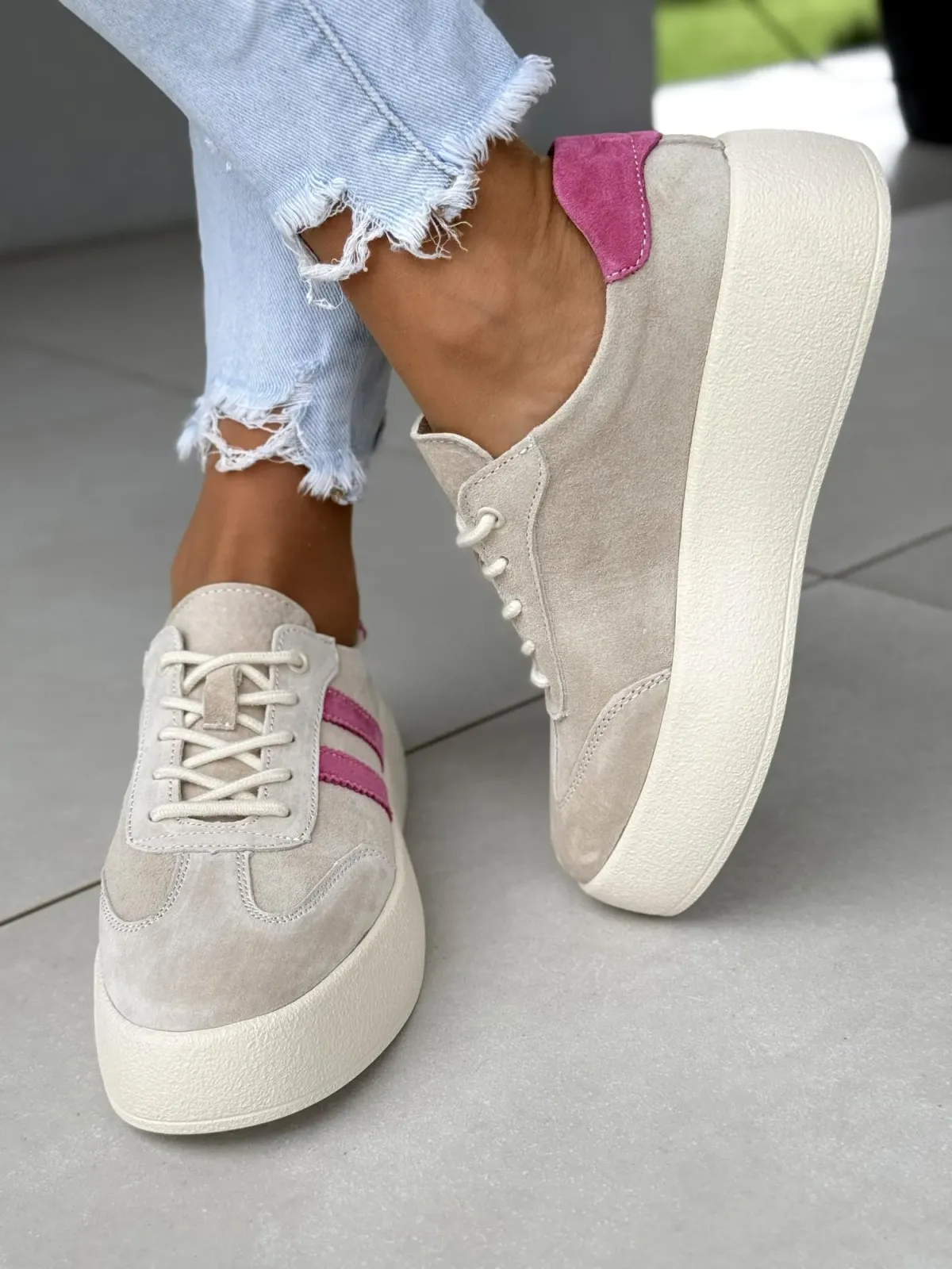 Sneakersy damskie ze skóry naturalnej