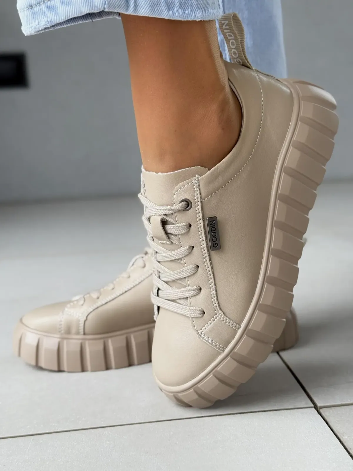 Sneakersy damskie ze skóry naturalnej