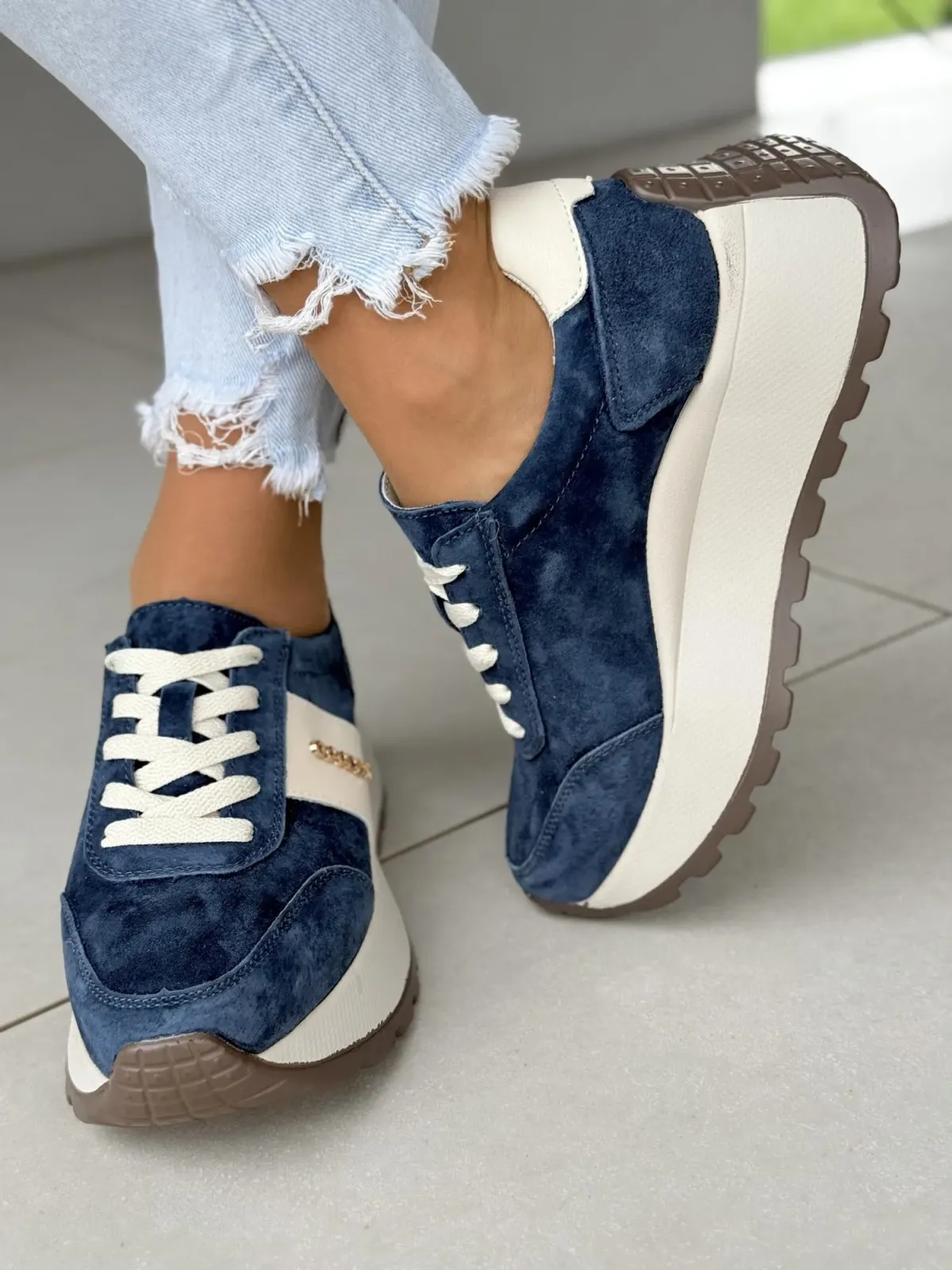 Sneakersy damskie ze skóry naturalnej