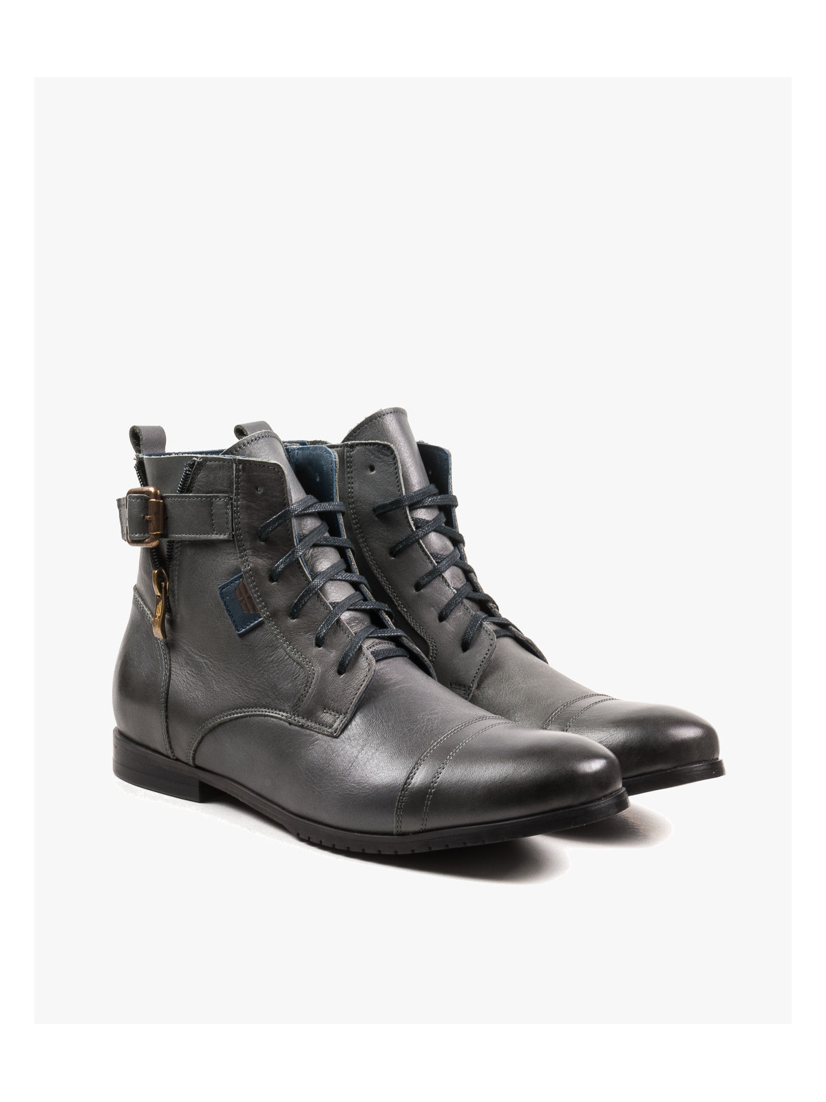 Szare botki męskie skórzane