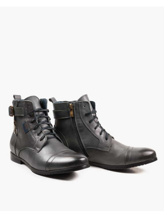 Szare botki męskie skórzane