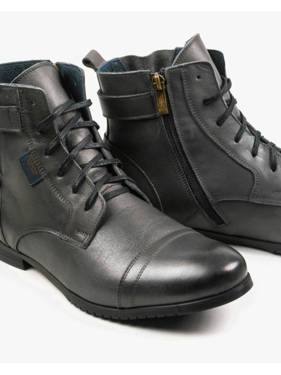Szare botki męskie skórzane