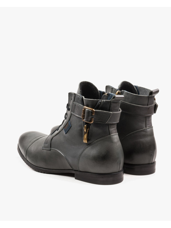 Szare botki męskie skórzane