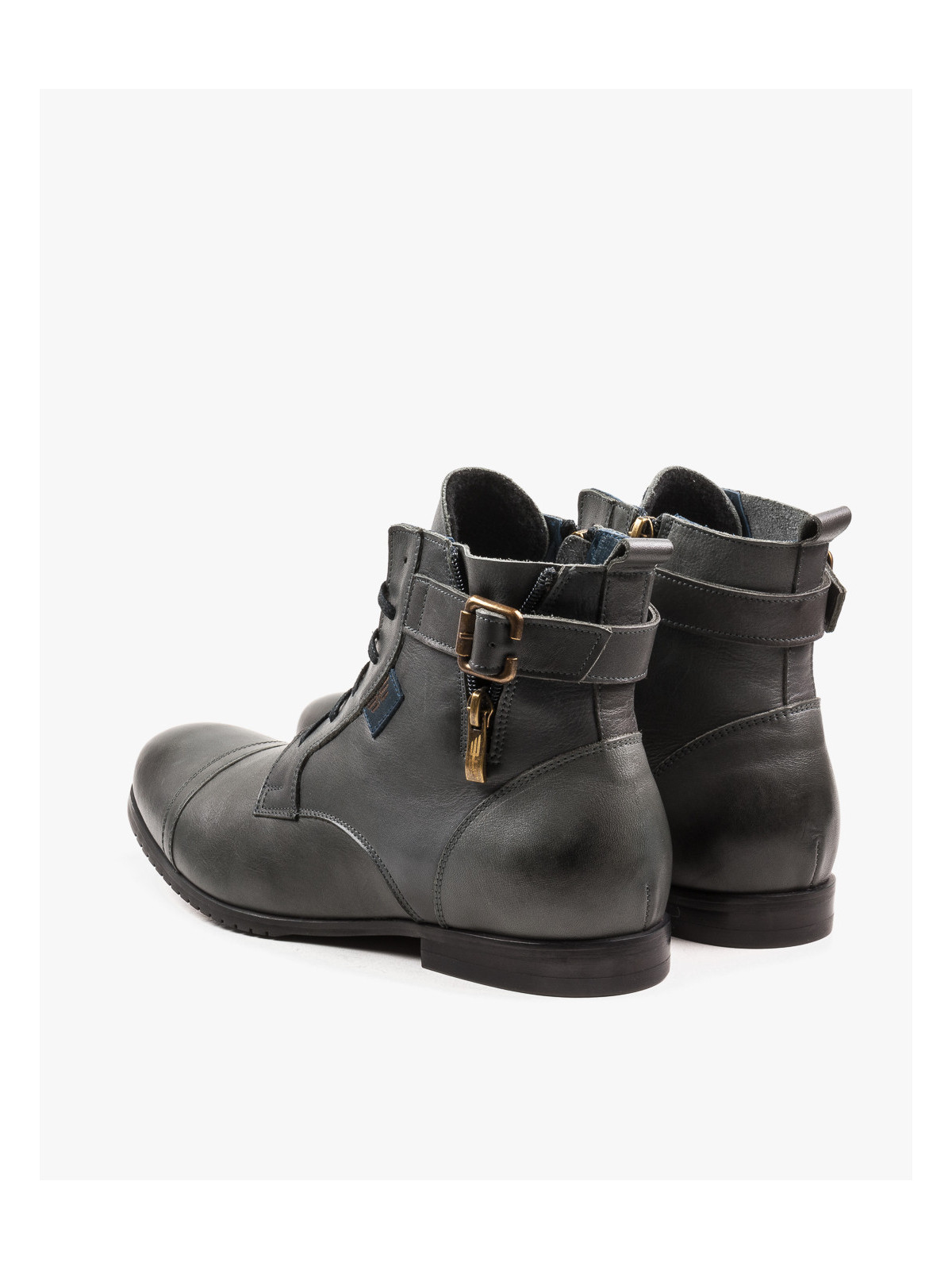 Szare botki męskie skórzane