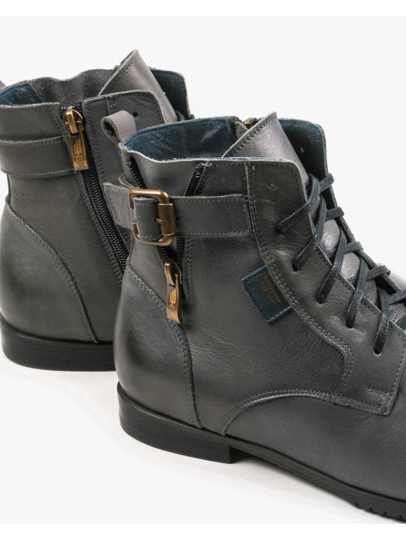Szare botki męskie skórzane