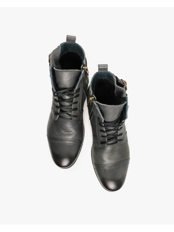 Szare botki męskie skórzane