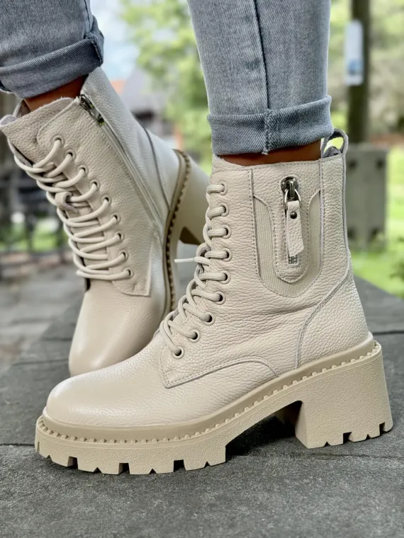 Botki damskie ze skóry naturalnej