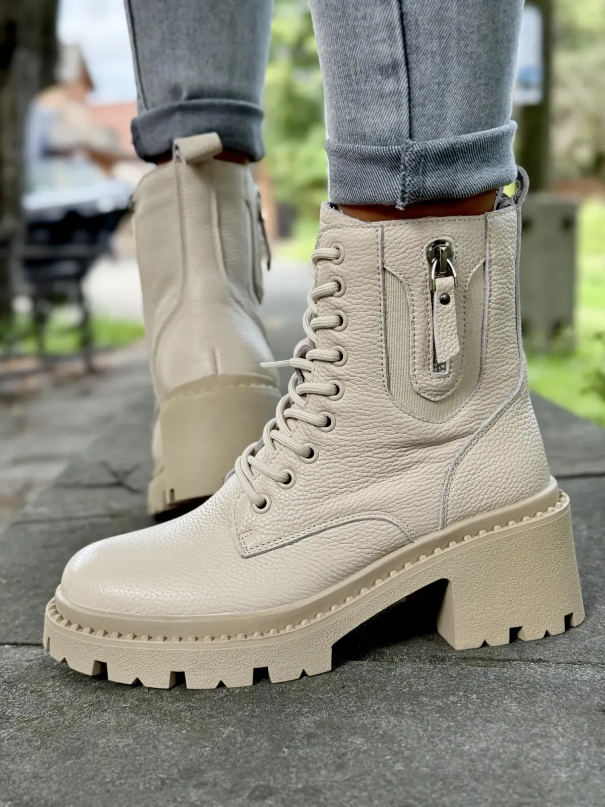 Botki damskie ze skóry naturalnej