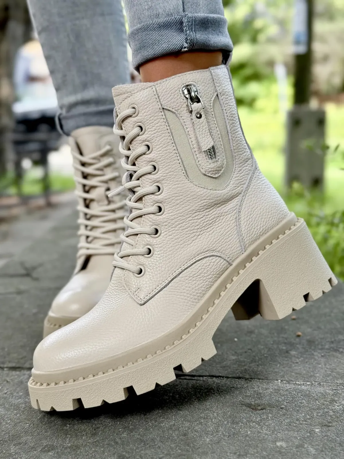 Botki damskie ze skóry naturalnej