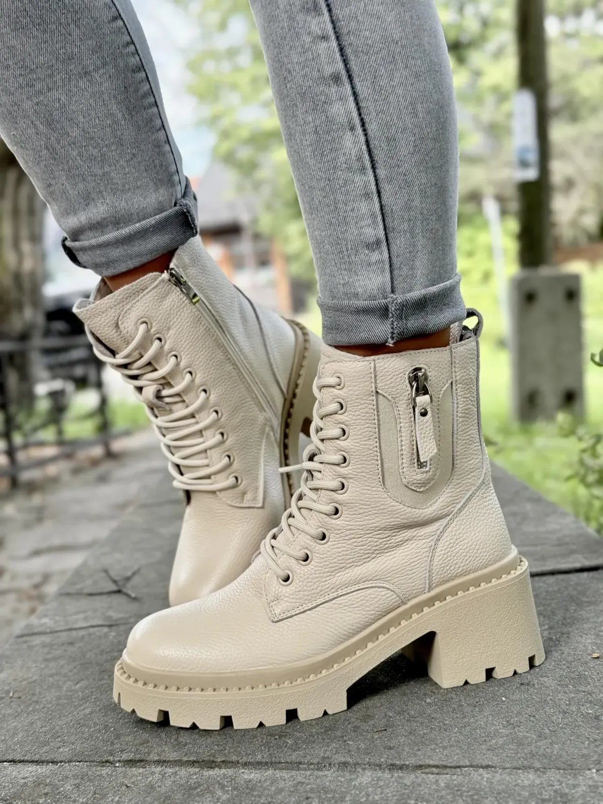 Botki damskie ze skóry naturalnej