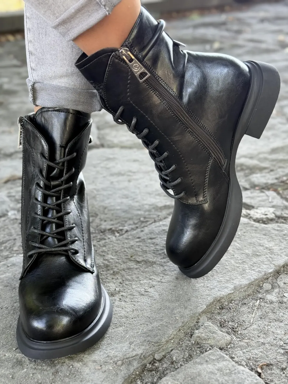 Botki damskie ze skóry naturalnej