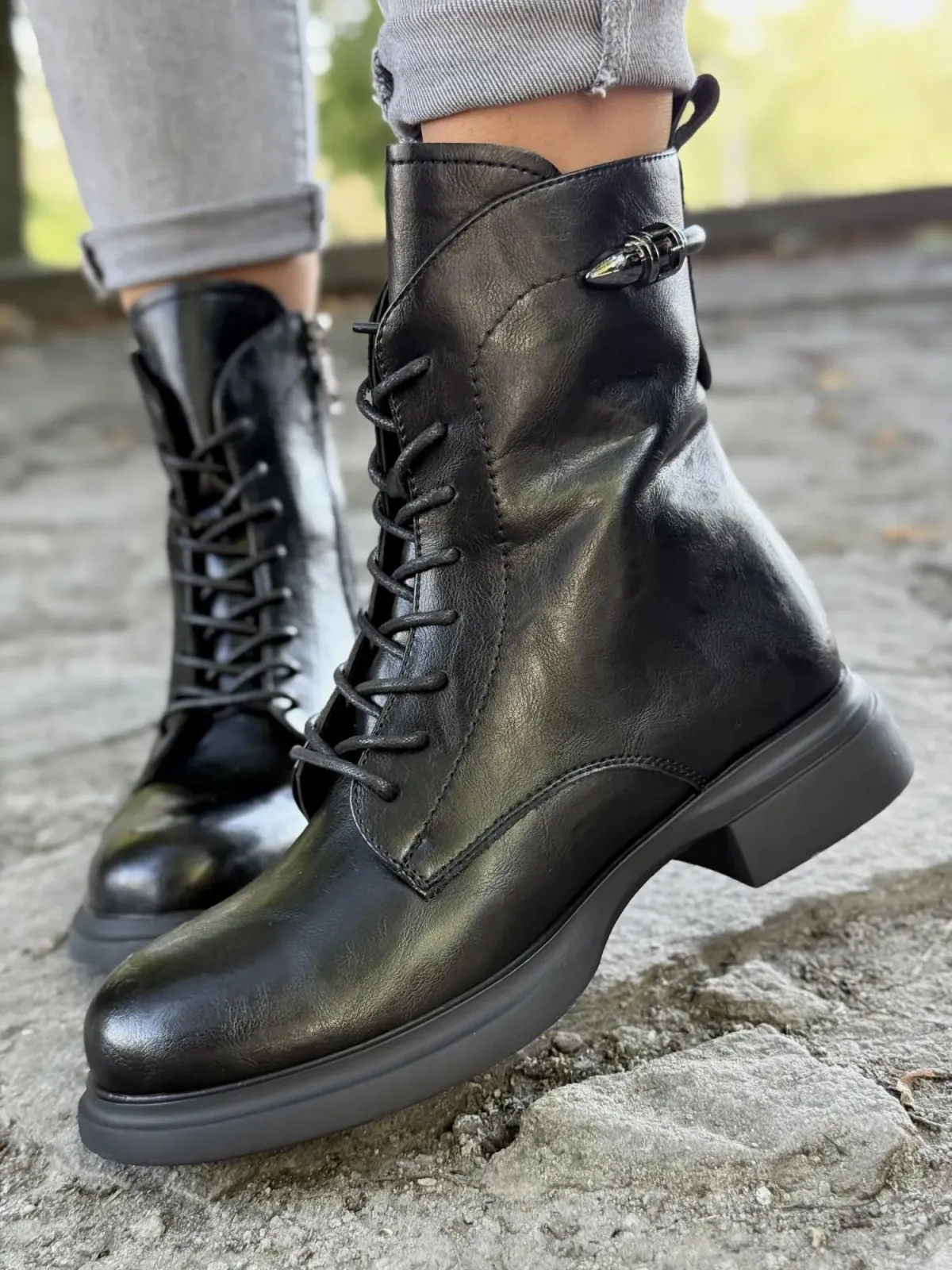 Botki damskie ze skóry naturalnej