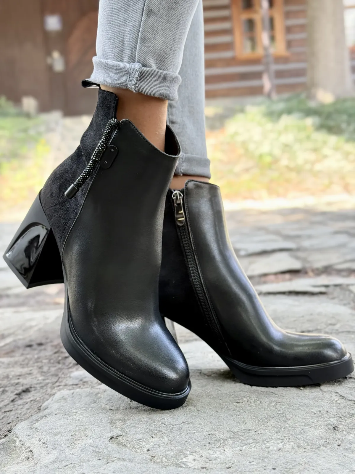 Botki damskie ze skóry naturalnej