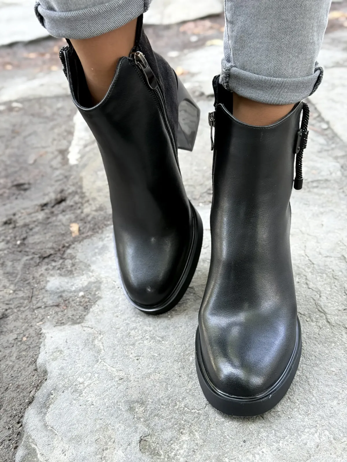 Botki damskie ze skóry naturalnej