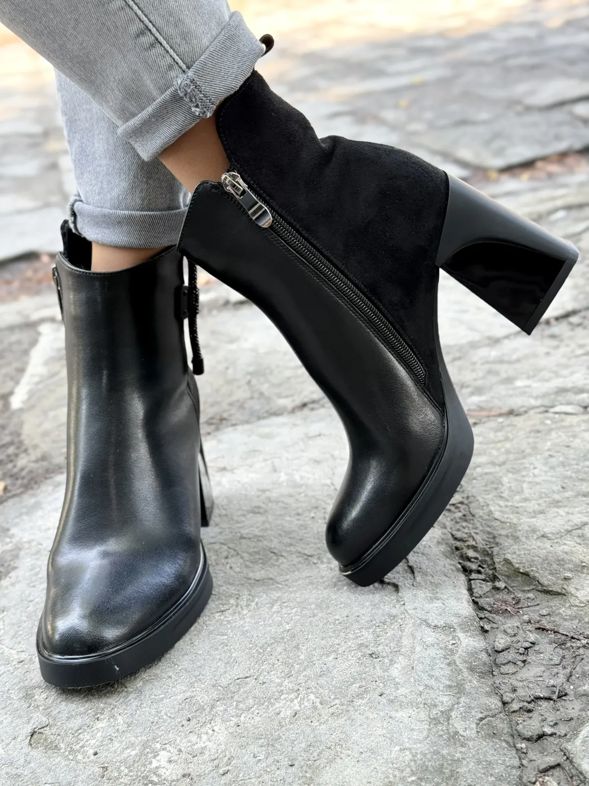 Botki damskie ze skóry naturalnej