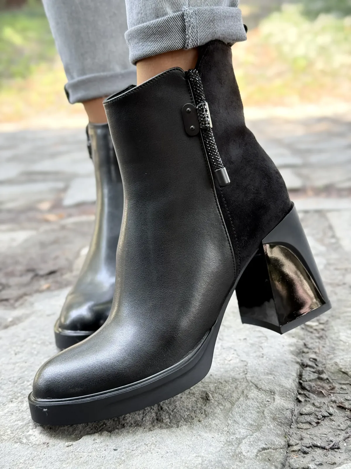 Botki damskie ze skóry naturalnej