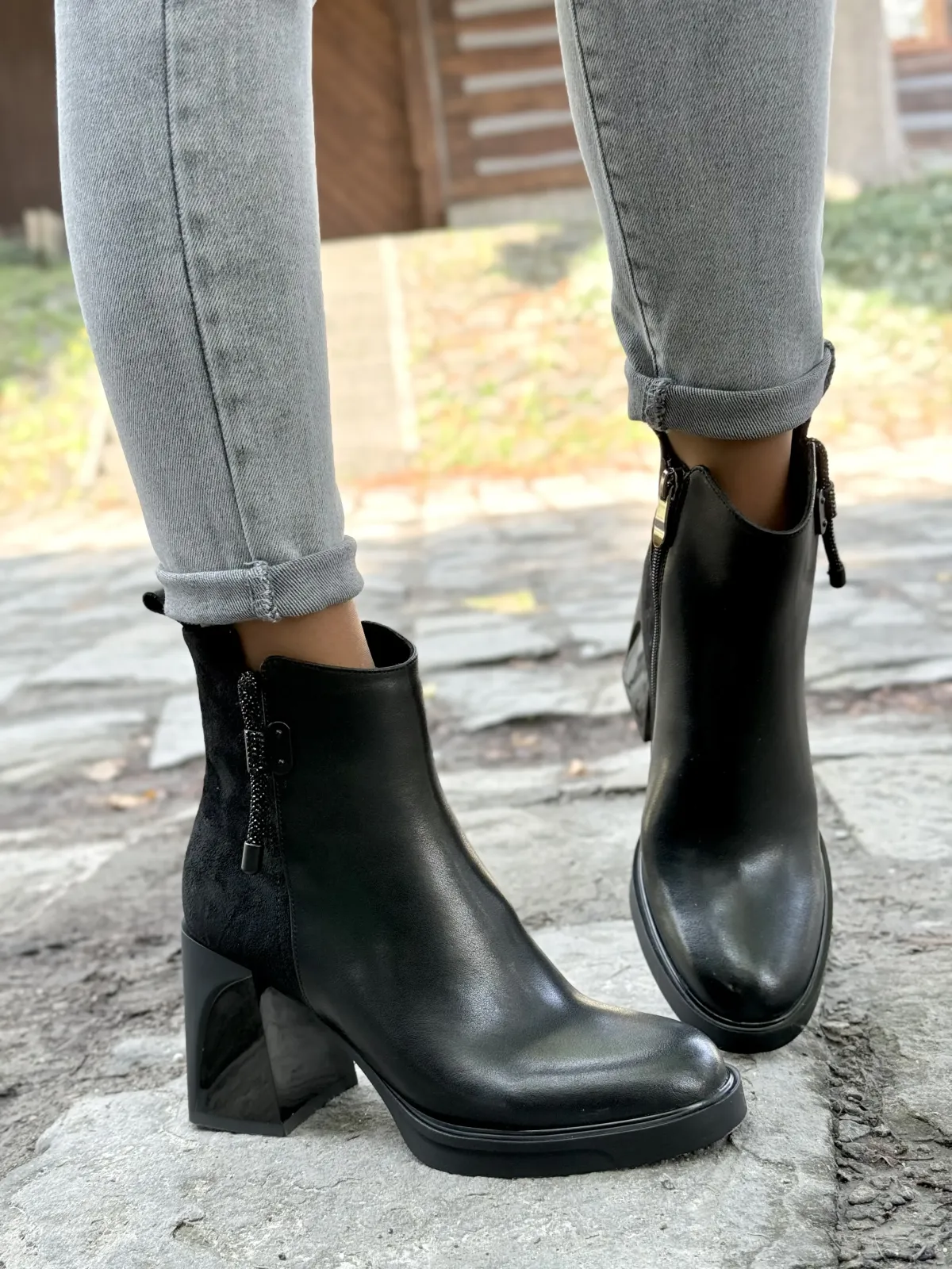 Botki damskie ze skóry naturalnej