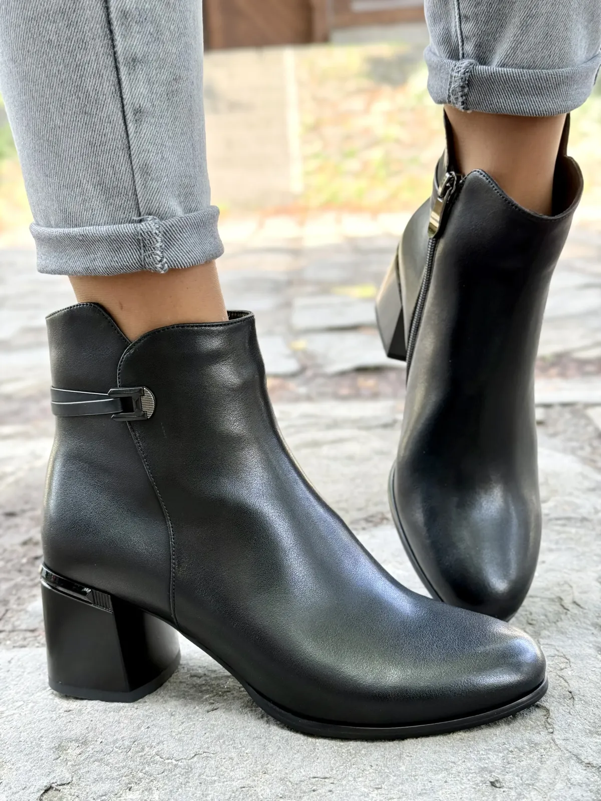 Botki damskie ze skóry naturalnej