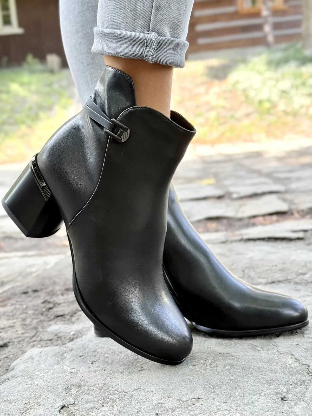 Botki damskie ze skóry naturalnej