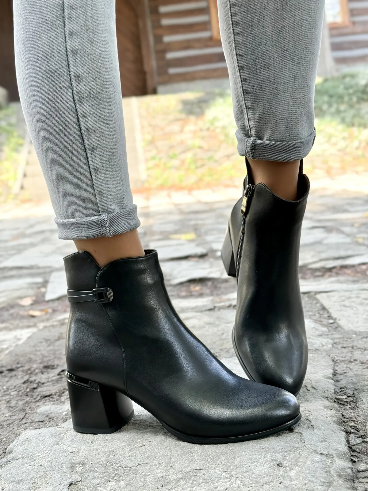 Botki damskie ze skóry naturalnej