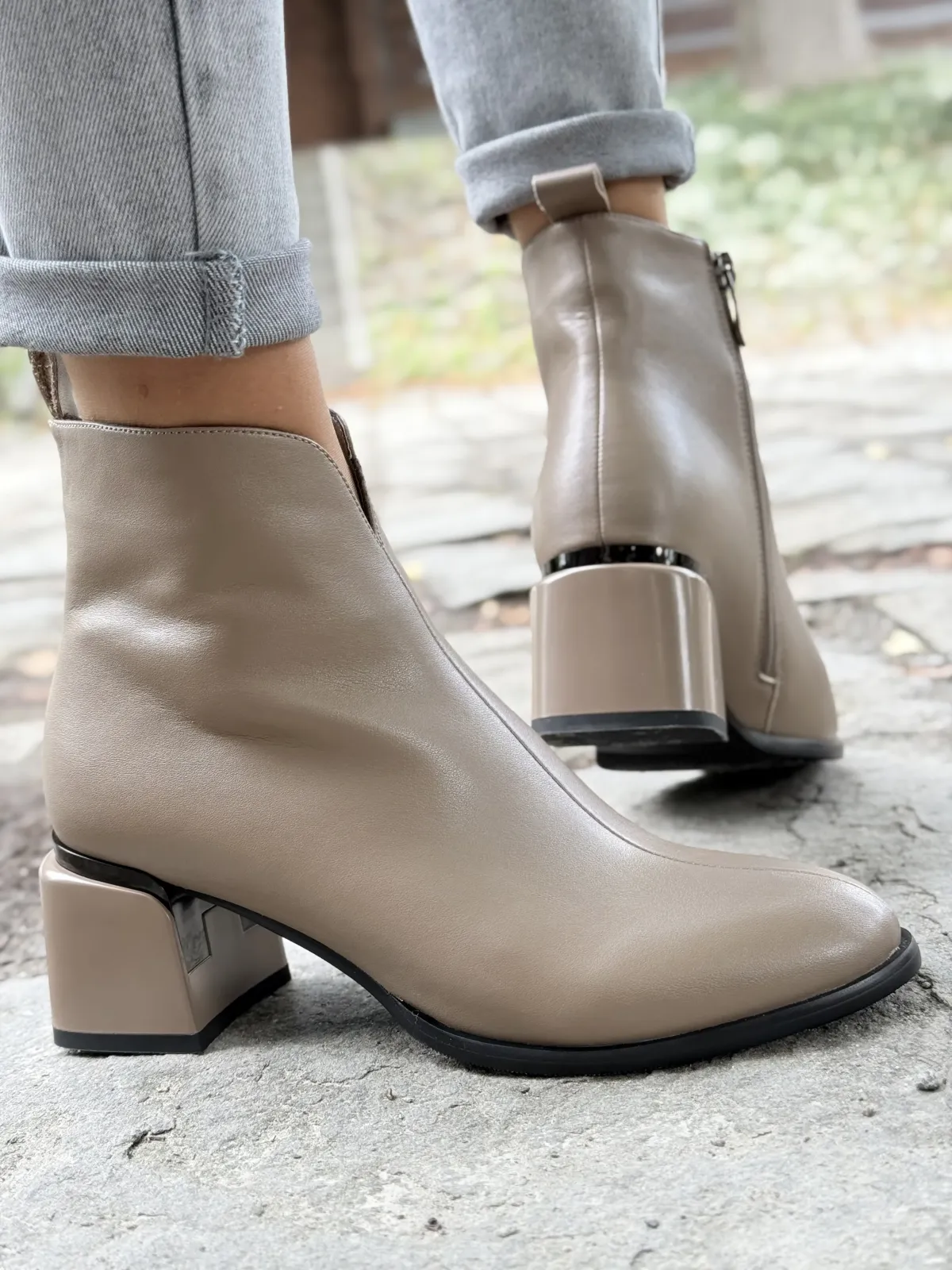 Eleganckie Botki ze 100% Skóry Naturalnej