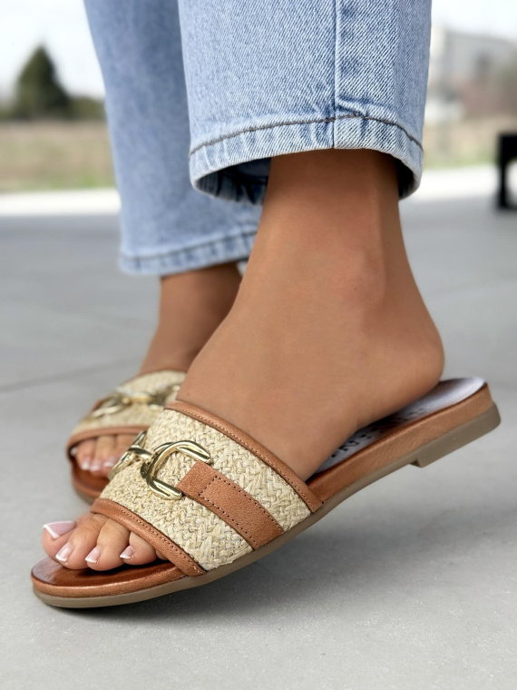 Klapki damskie ze skóry naturalnej