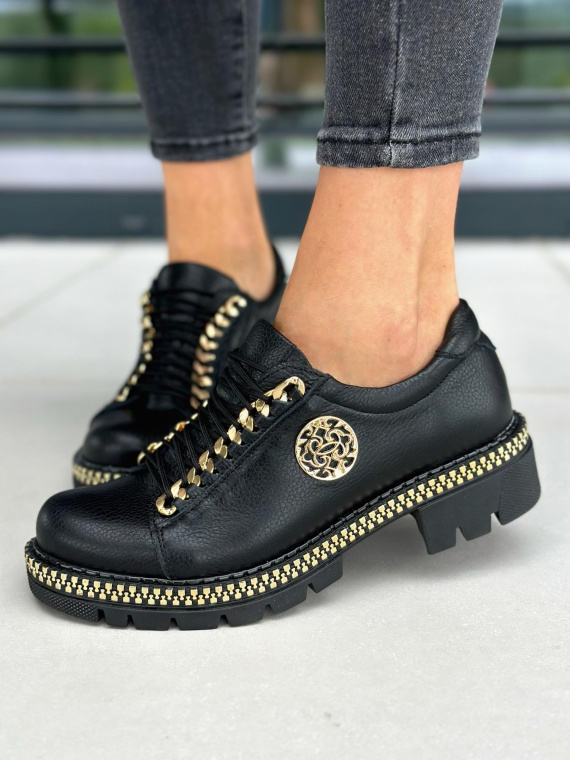 Czarne trapery damskie skórzane