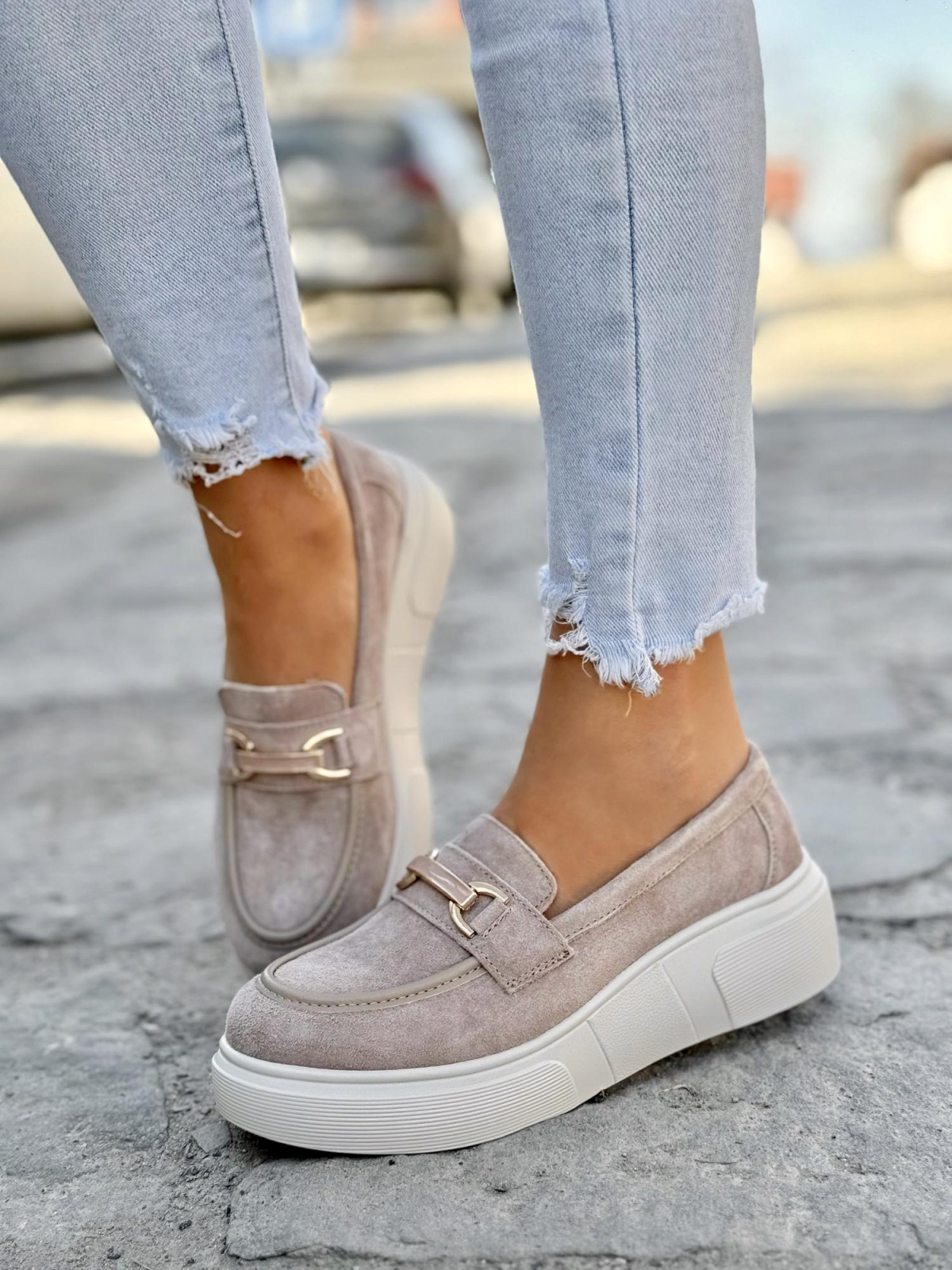 Mokasyny damskie ze skóry naturalnej