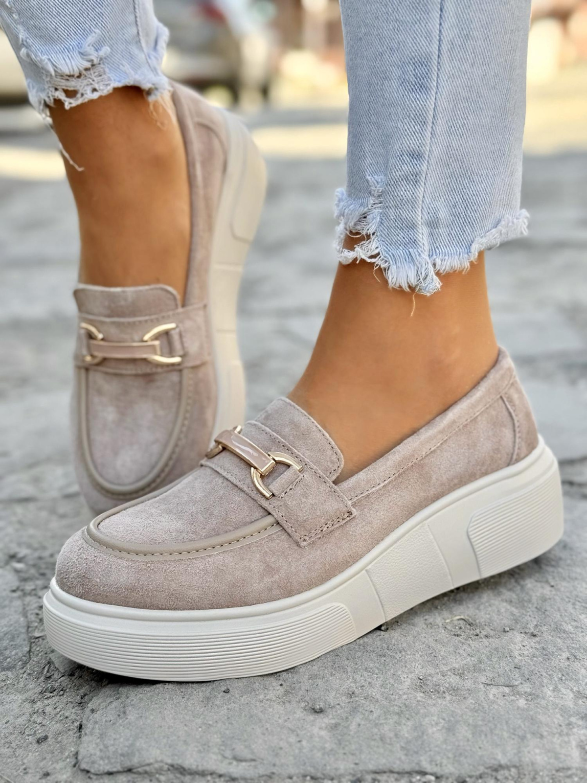 Mokasyny damskie ze skóry naturalnej